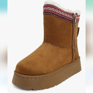 OYUPSX Women's Slippers Platform Lengthened and thickened fur outside boots,  11